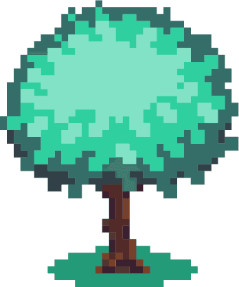 Pixel drawing of a tree