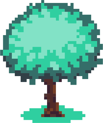 Pixel drawing of a tree