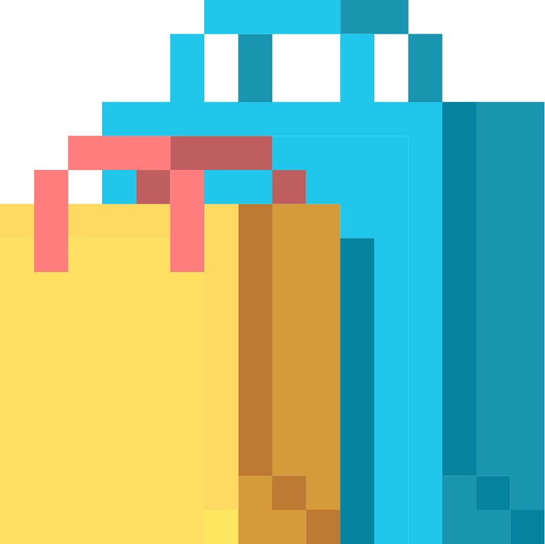 Pixel drawing of 2 shopping bags